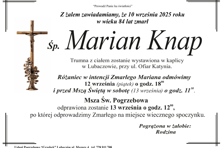 Zmarł Marian Knap [84 lata]